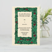 Vintage Rose und Hochzeitseinladungen Einladung (Stehend Vorderseite)