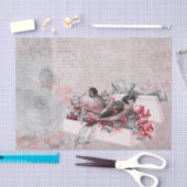 Vintage Rose und Hübsche Entkopplung von Vögeln Seidenpapier (Handwerk)