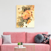 Vintage "Rose und Hummeln" Leinwanddruck (Insitu (Wohnzimmer))