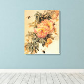 Vintage "Rose und Hummeln" Leinwanddruck (Insitu (Holzboden))