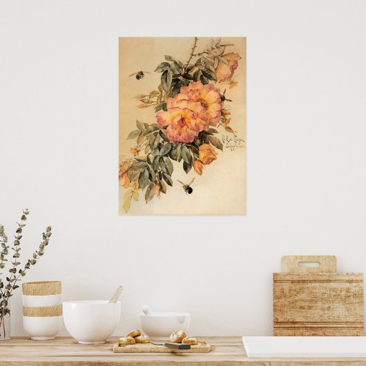 Vintage Rose und Hummeln Poster (Küche)