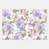Vintage Rose und Hydrangea-Blume Natur Geschenkpapier Set (Vorderseite 2)