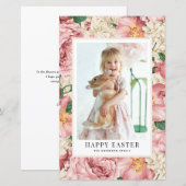 Vintage Rose und Hydrangea Foto Happy Oaster Card (Vorne/Hinten)