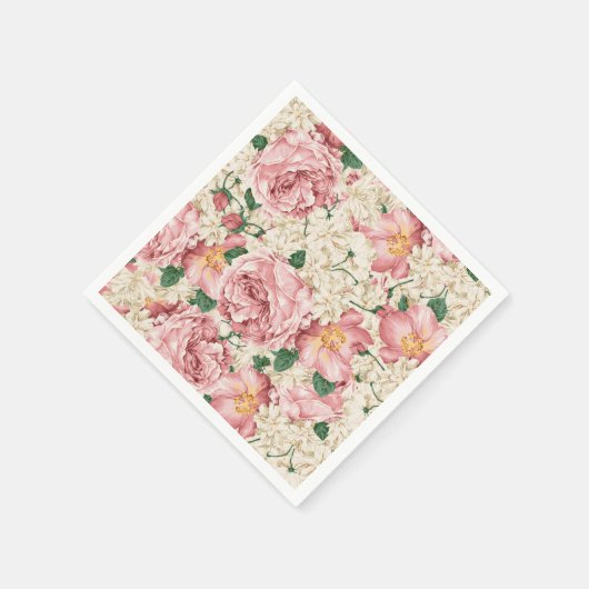 Vintage Rose und Hydrangea-Muster Serviette (Ecke)