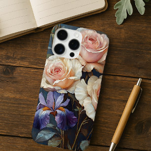 Vintage Rose und Iris floral in rosa und Lila iPhone 16 Pro Max Hülle