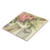 Vintage Rose und Käfigvögel Fliese (Seite)