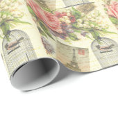 Vintage Rose und Käfigvögel Geschenkpapier (Rolleneckpunkt)