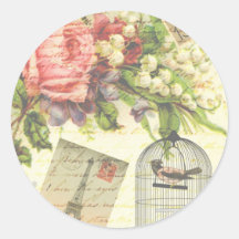 Vintage Rose und Käfigvögel