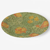 Vintage Rose und Leaf Blumengestein Grün Golden Pappteller (Schrägansicht)