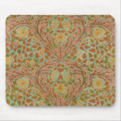 Vintage Rose und Leaf Blütenkunst Blaues Braun Mousepad (Vorne)