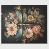 Vintage Rose und Libellen Geschenkpapier (Flach)