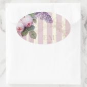 Vintage Rose und Lilac Ovaler Aufkleber (Tasche)