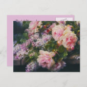 Vintage Rose und Lilacs-Brautparty Einladungspostkarte (Vorne/Hinten)