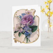 Vintage Rose und Lilie des Tales Karte (Gelbe Blume)