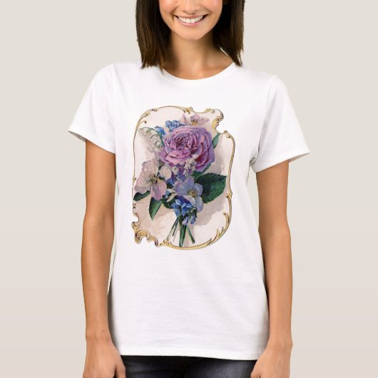 Vintage Rose und Lilie des Tales T-Shirt (Vorderseite)