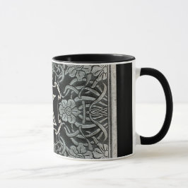 Vintage Rose und Lilien in der schwarzen Monogramm Tasse