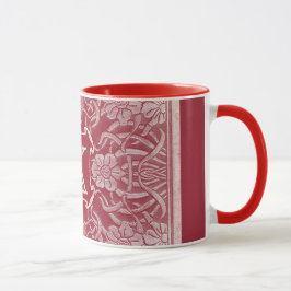 Vintage Rose und Lilien in roter Monogramm Tasse