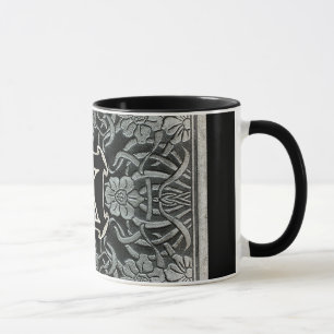 Vintage Rose und Lilien in Schwarz-Monogramm Tasse