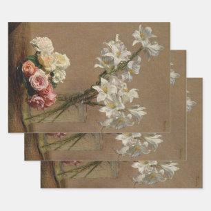 Vintage Rose und Lilies von Henri Fantin-Latour Geschenkpapier Set