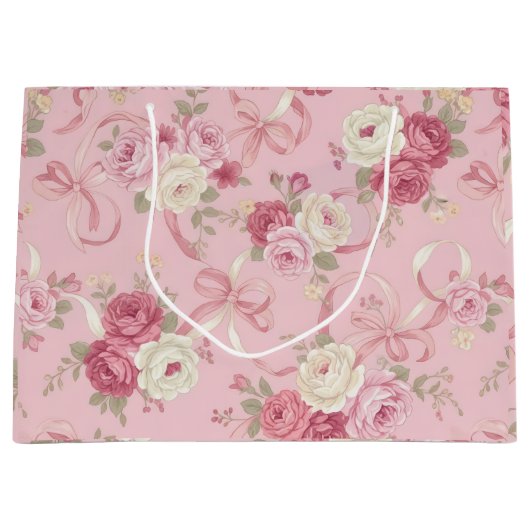 Vintage Rose und Multiband Bows Große Geschenktasc Geschenktüte (Vorderseite)