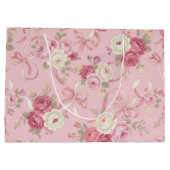 Vintage Rose und Multiband Bows Große Geschenktasc Geschenktüte (Rückseite)