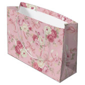 Vintage Rose und Multiband Bows Große Geschenktasc Geschenktüte (Rückseite Schrägansicht)