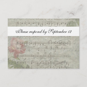 Vintage Rose und Musik-uAwg mit Umschlag RSVP Karte
