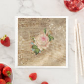 Vintage Rose und Musikanzeige Serviette (Beispiel)