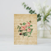 Vintage Rose und Musikblatt Postkarte (Stehend Vorderseite)