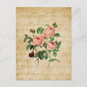 Vintage Rose und Musikblatt Postkarte (Vorderseite)