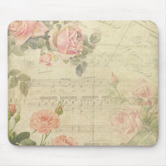 Vintage Rose und Musikmousepad Mousepad (Vorne)