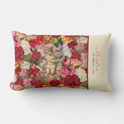 Vintage Rose und Muster für Rose Lendenkissen (Vorderseite)