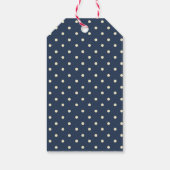 Vintage Rose und Polka-Punkte Dunkelblau Geschenkanhänger (Rückseite)