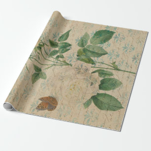 Vintage Rose und Schmetterling Geschenkpapier