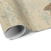 Vintage Rose und Schmetterling Geschenkpapier (Rolleneckpunkt)