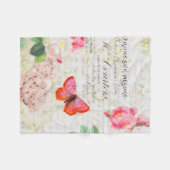 Vintage Rose und Schmetterlinge Fleecedecke (Vorderseite (Horizontal))
