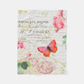 Vintage Rose und Schmetterlinge Fleecedecke (Vorderseite)