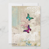 Vintage Rose und Schmetterlinge Taufe einladen Einladung (Rückseite)