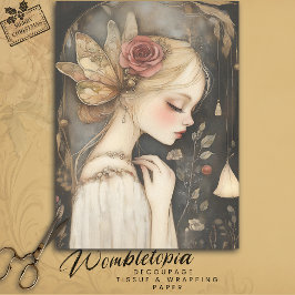 Vintage Rose und Schmetterlingsflüge Decoupage Seidenpapier