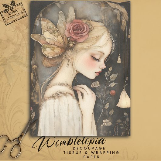 Vintage Rose und Schmetterlingsflüge Decoupage Seidenpapier