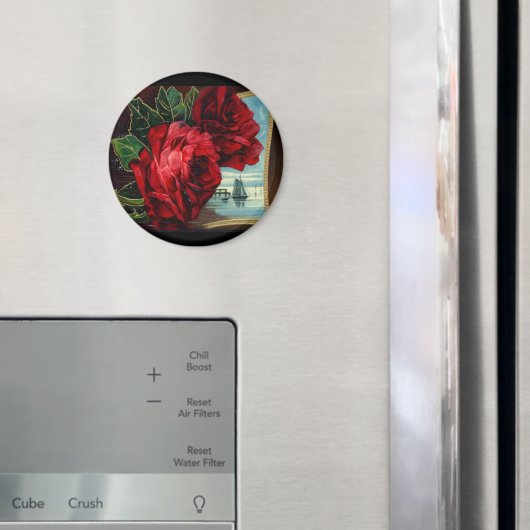 Vintage Rose und Segelboote Magnet (In Situ (Kühlschrank))
