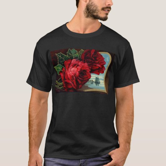 Vintage Rose und Segelboote T-Shirt (Vorderseite)