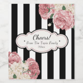 Vintage Rose und Streifen Weinetikett (Einzelnes Label)