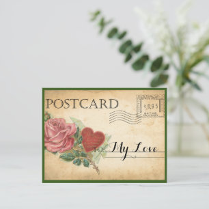 Vintage Rose Valentine Postkarte