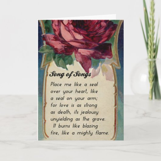 Vintage Rose Valentinstag Karte mit Schrift (Vorderseite)