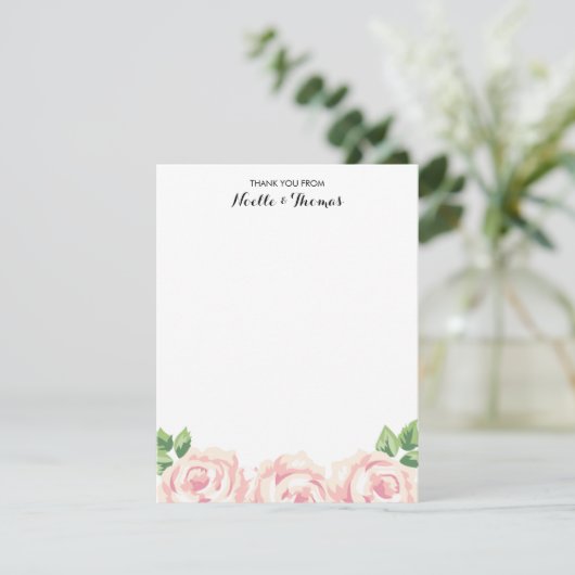 Vintage Rose Vielen Dank Dankeskarte (Stehend Vorderseite)