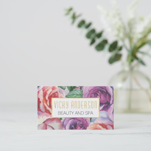 Vintage Rose Visitenkarte (Stehend Vorderseite)