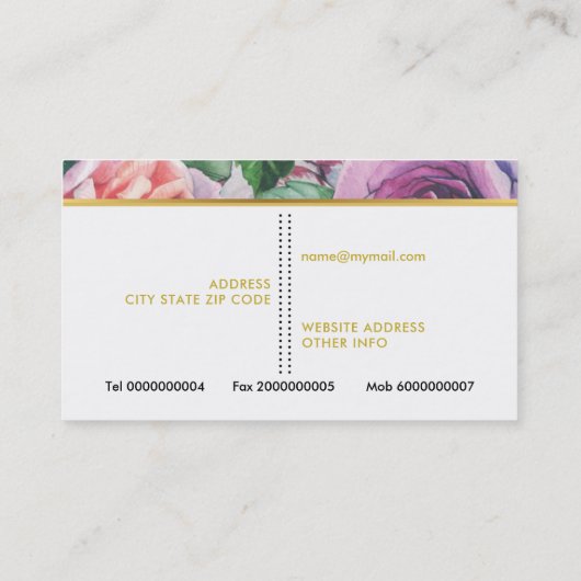 Vintage Rose Visitenkarte (Rückseite)