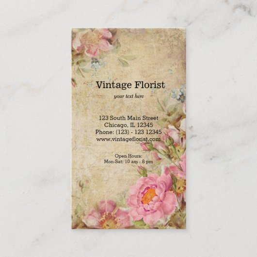 Vintage Rose Visitenkarte (Vorderseite)