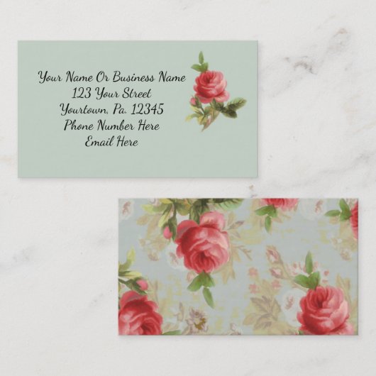 Vintage Rose-Visitenkarte Visitenkarte (Vorne/Hinten)